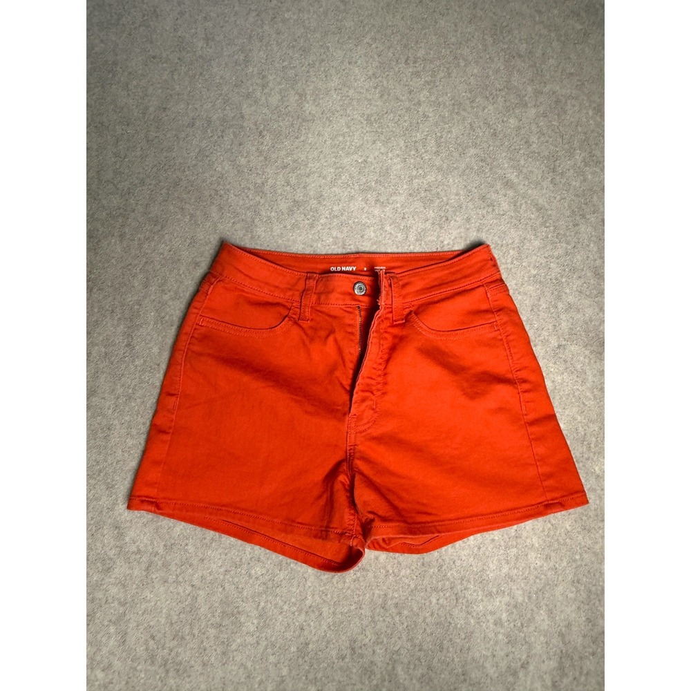 Old Navy High Rise WOW Orange Denim Shorts Womens Size 2 Stretch Summer Colorful